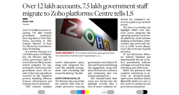 _Zoho Mail Adoption 12 Lakh Govt Employees Switch
